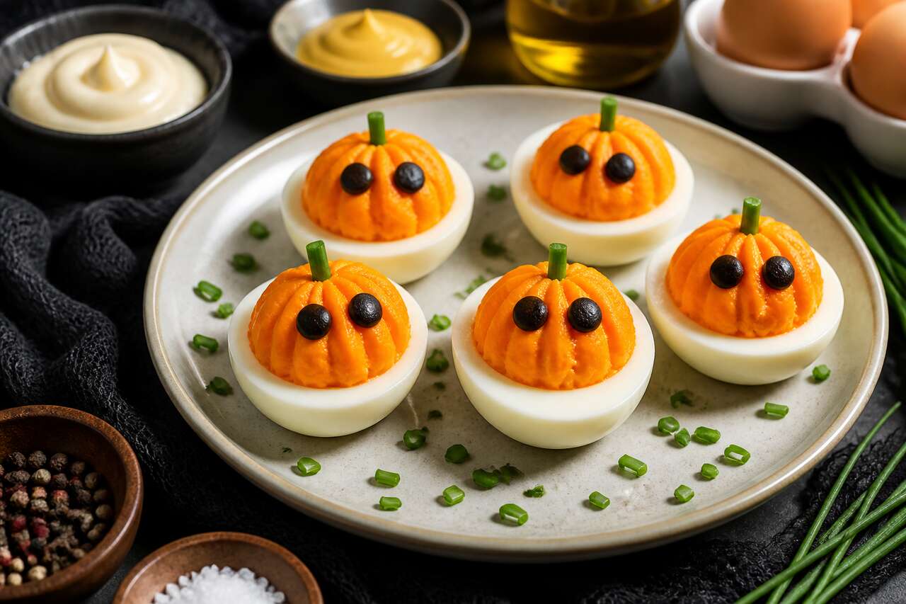 Oeufs mimosa citrouille : une idée originale pour Halloween