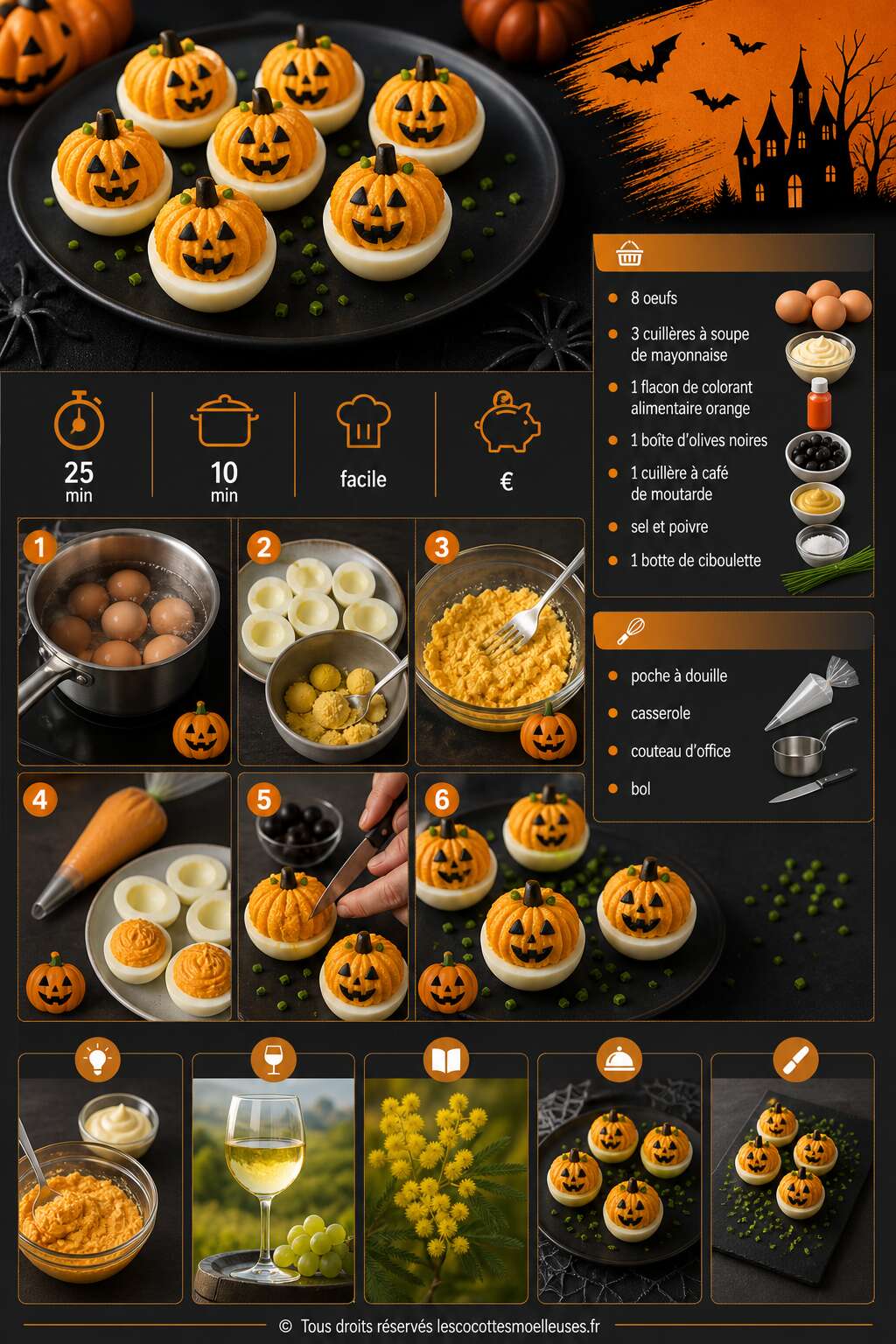 Fiche recette Oeufs mimosa citrouille : une idée originale pour Halloween Fiche recette Oeufs mimosa citrouille : une idée originale pour Halloween