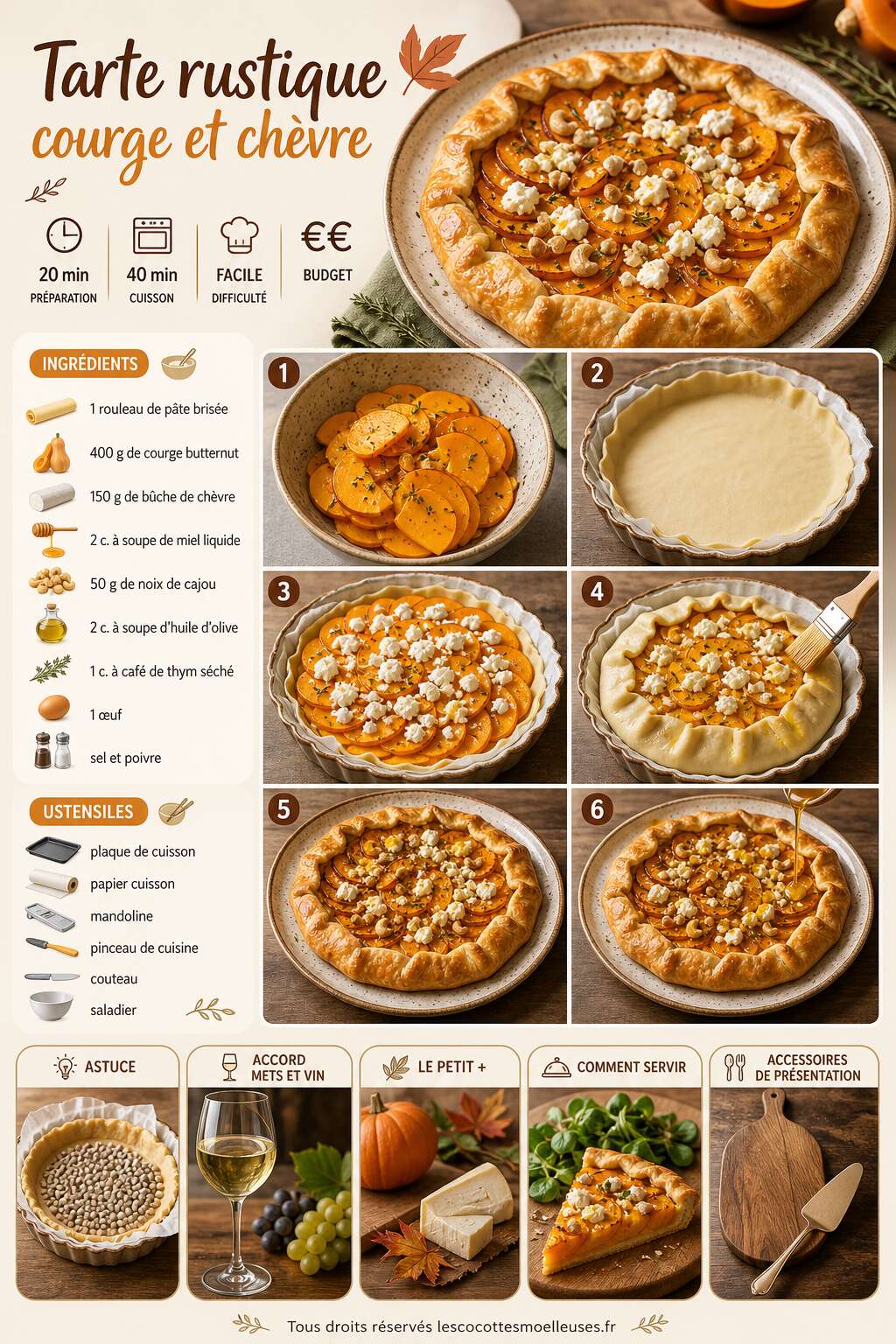 Fiche recette Tarte rustique courge et chèvre : recette gourmande Fiche recette Tarte rustique courge et chèvre : recette gourmande