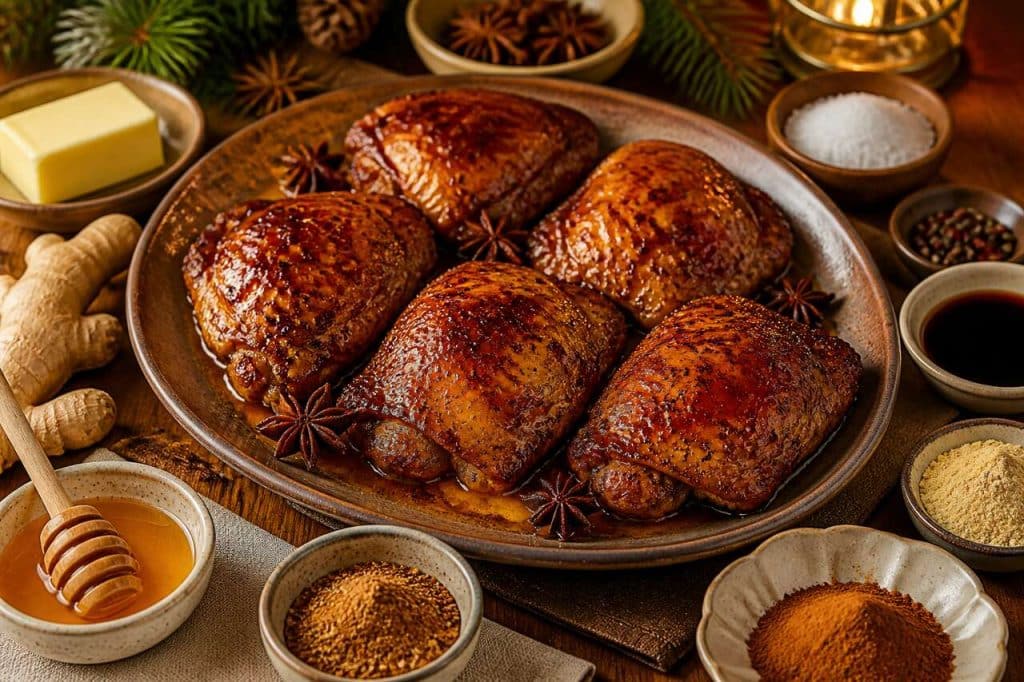 Poulet au miel et épices de Noël : recette festive