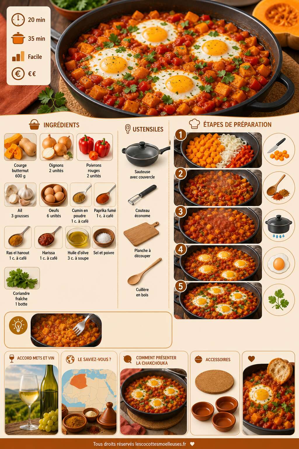 Fiche recette Chakchouka à la courge : recette gourmande et facile Fiche recette Chakchouka à la courge : recette gourmande et facile