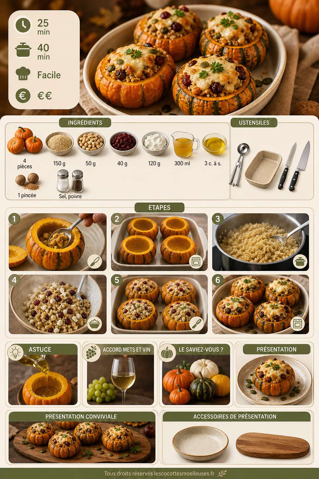 Fiche recette Mini courges farcies végétariennes : une recette savoureuse et facile Fiche recette Mini courges farcies végétariennes : une recette savoureuse et facile