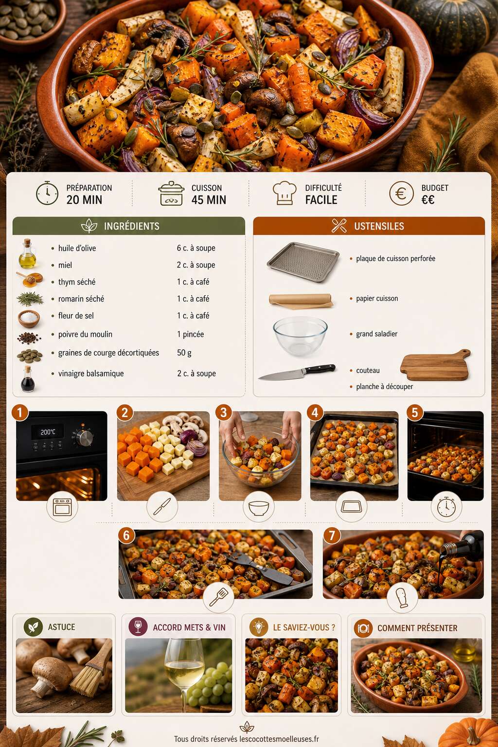 Fiche recette Légumes d'automne rôtis au four : recette gourmande Fiche recette Légumes d'automne rôtis au four : recette gourmande