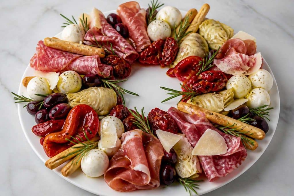 Couronne antipasti de noël : recette festive et savoureuse