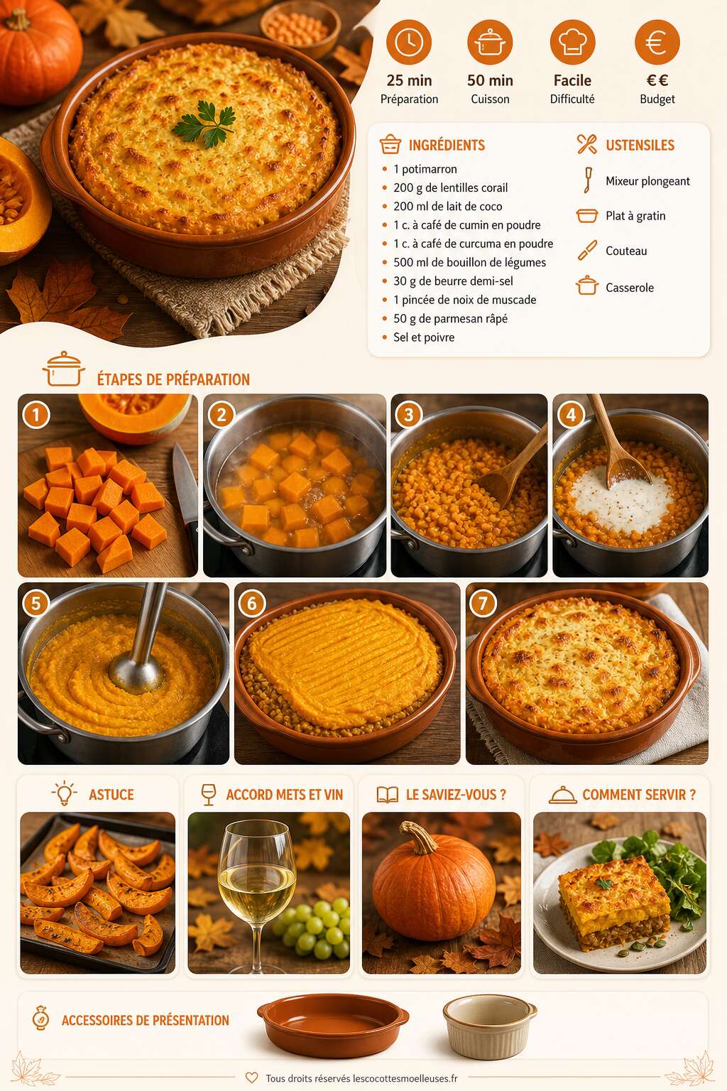 Fiche recette Parmentier végétarien au potimarron : recette gourmande Fiche recette Parmentier végétarien au potimarron : recette gourmande