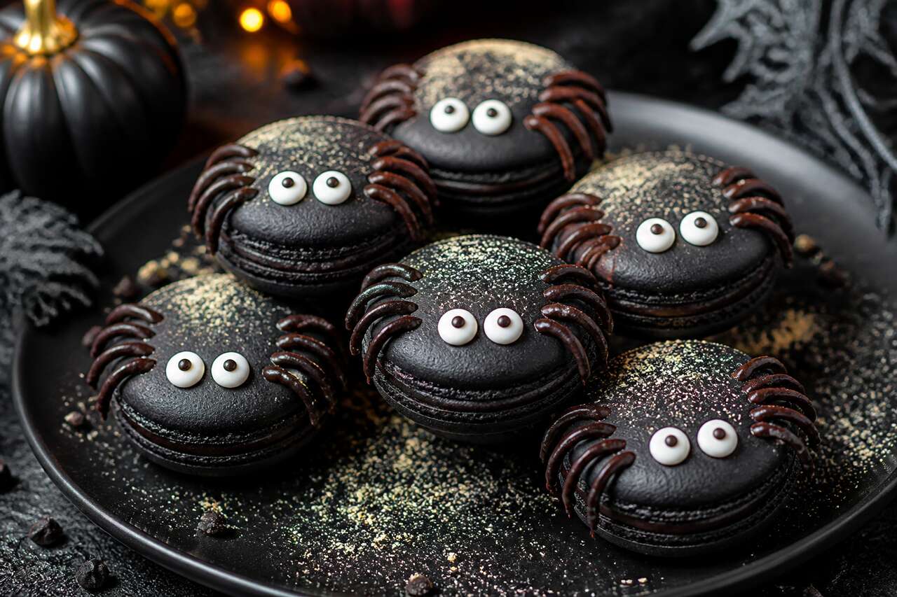 Macarons Araignées d'Halloween : recette Gourmande