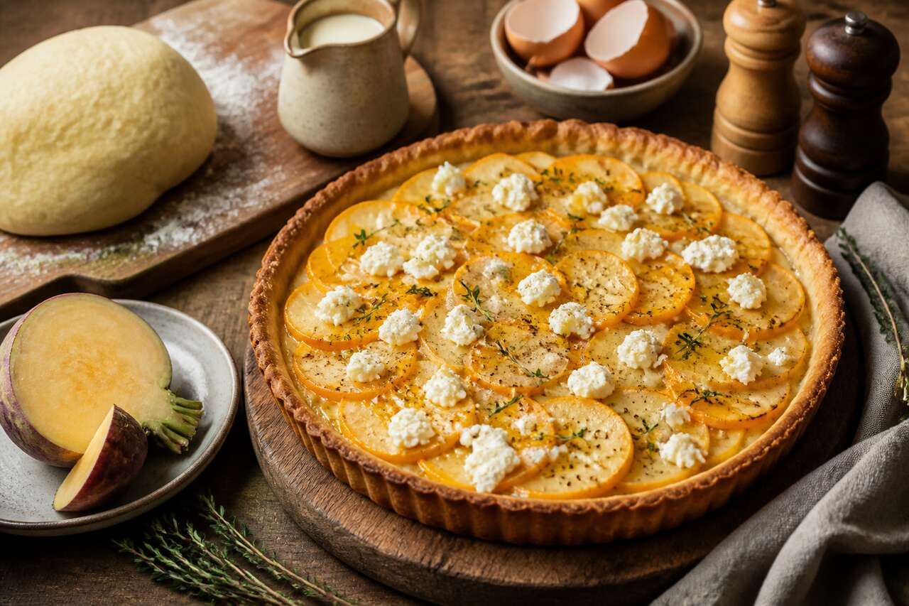 Tarte Rutabaga, chèvre et Miel : délice d'Automne