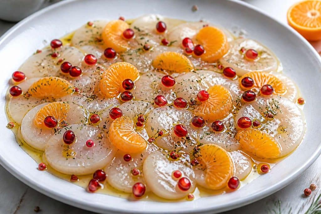 Carpaccio de Saint-Jacques à la clémentine et grenade : une recette rafraîchissante