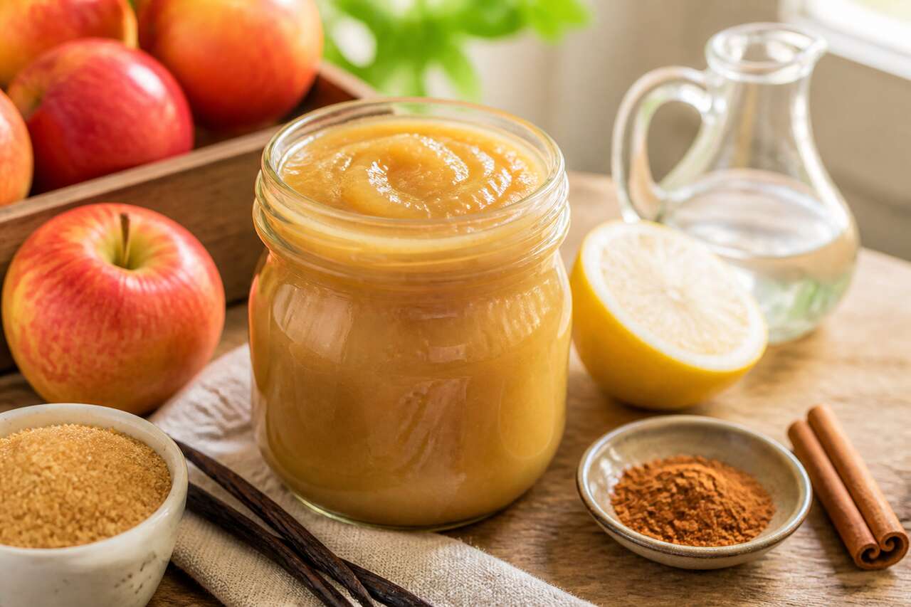 Compote de pommes maison en bocal
