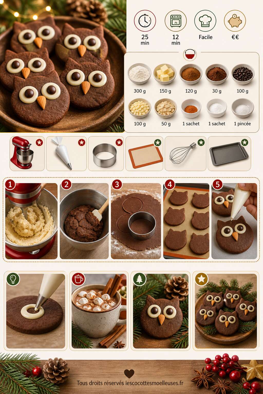 Fiche recette Biscuits Hibou Faciles Pour Noël : recette Festive Fiche recette Biscuits Hibou Faciles Pour Noël : recette Festive