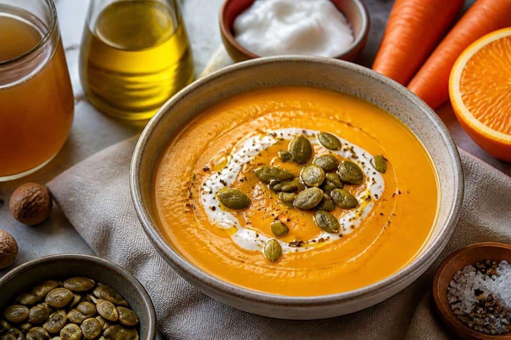 Soupe de potiron, carotte et orange : recette réconfortante