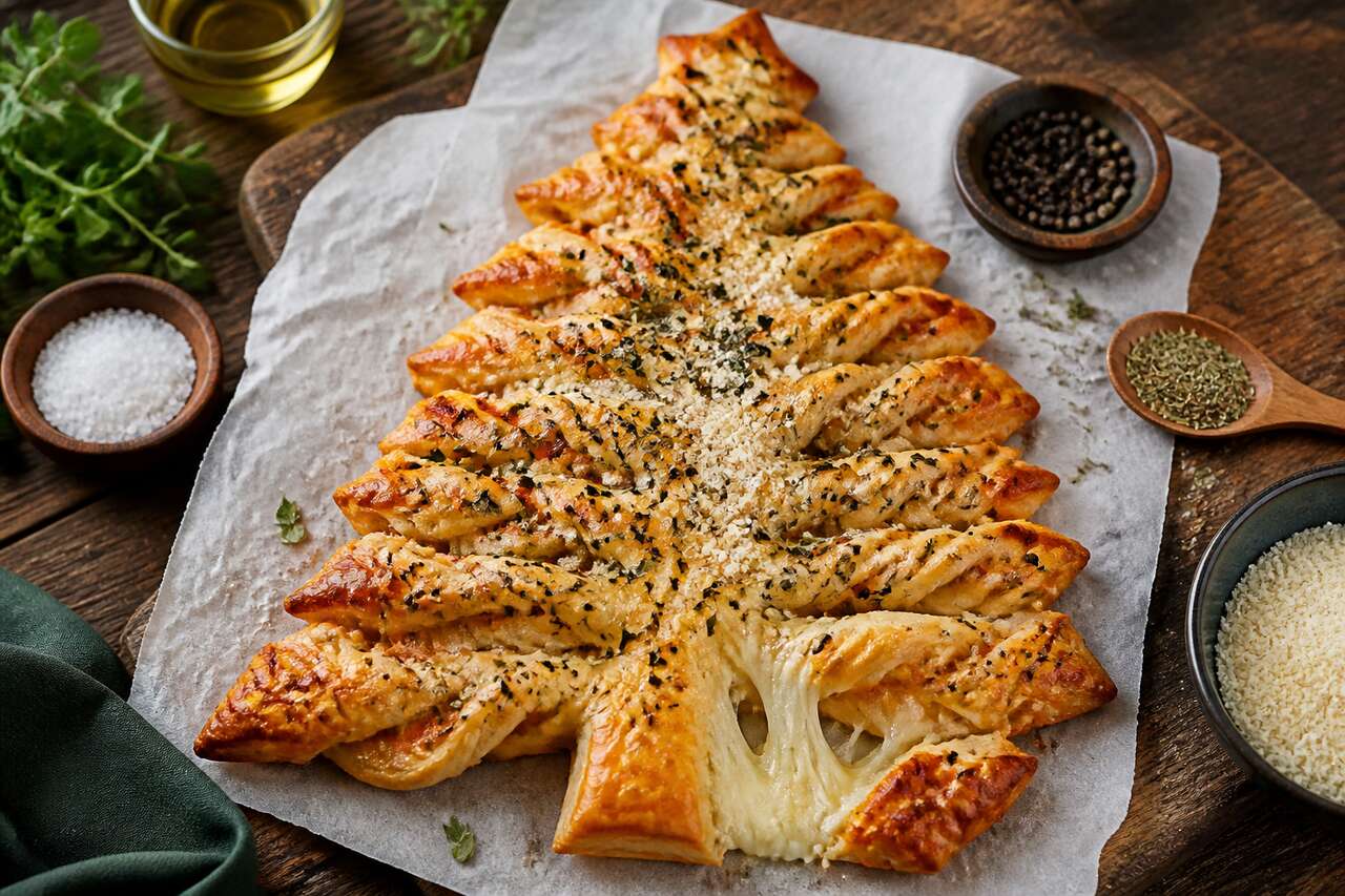 Sapin de pizza fourré à la mozzarella