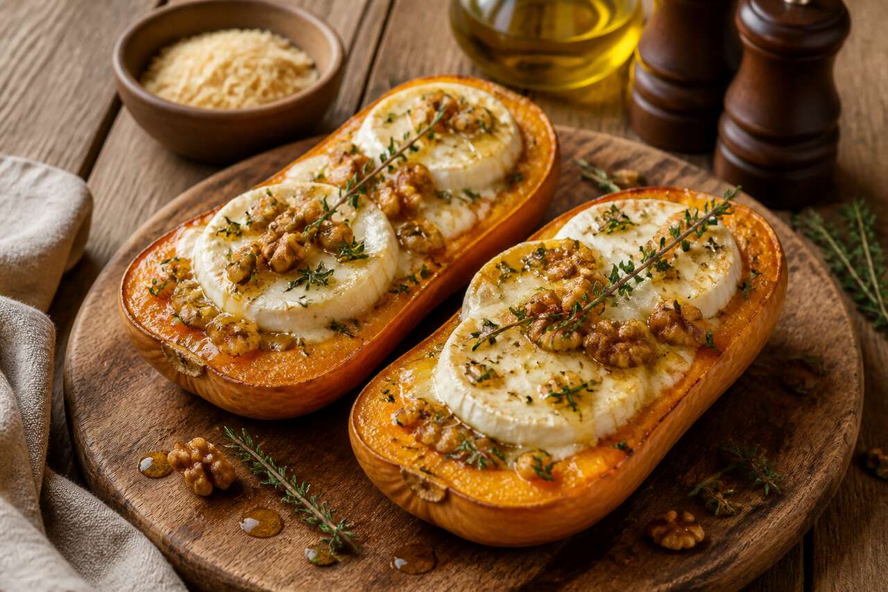 Recette de courge butternut farcie au chèvre