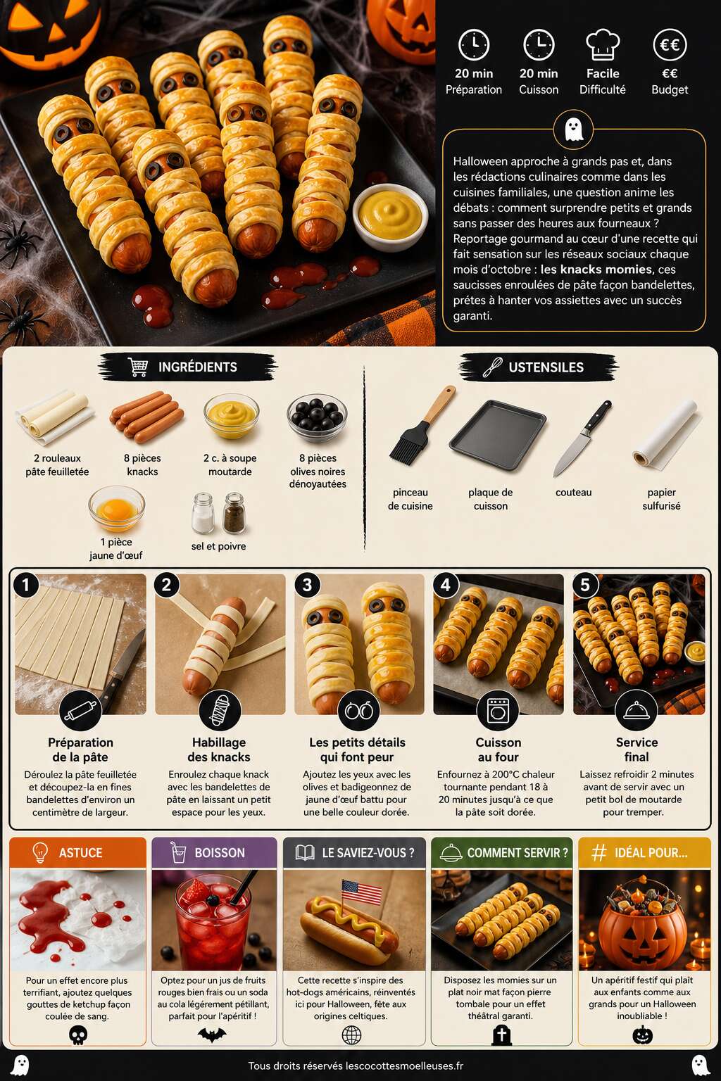 Fiche recette Knacks momie : recette effrayante pour Halloween