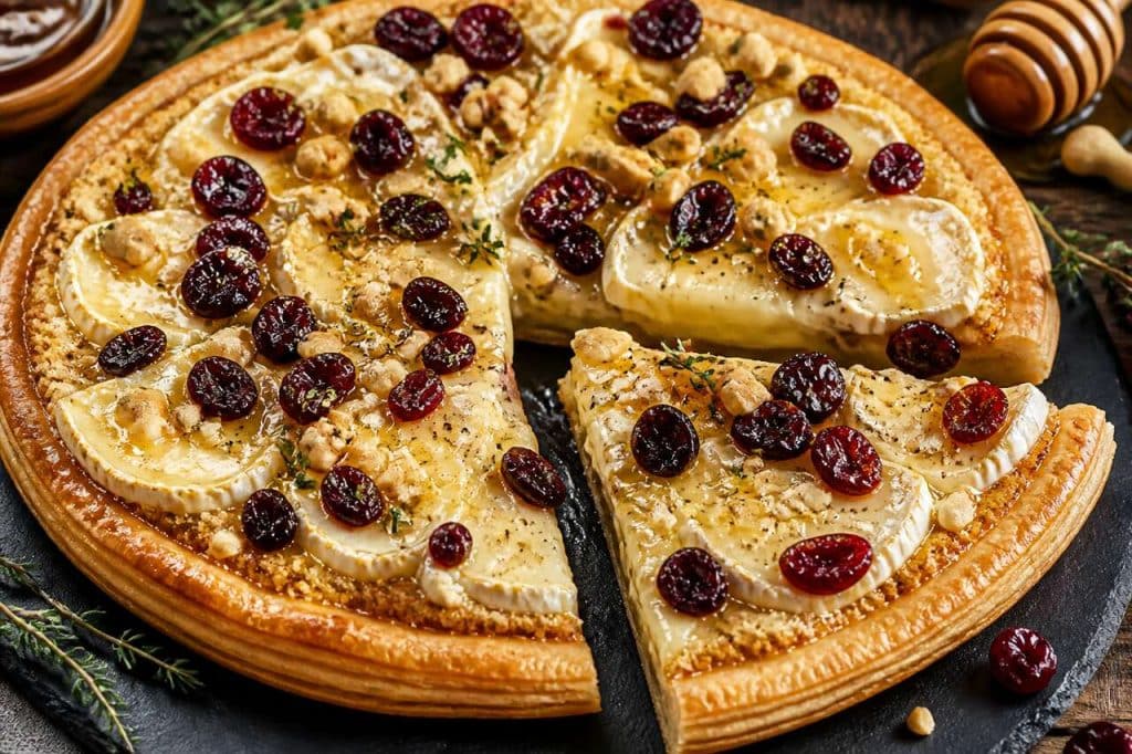 Tarte fine au camembert et cranberry : recette gourmande