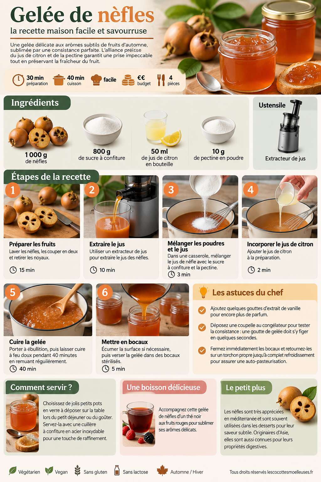 Fiche recette Gel&eacute;e de n&egrave;fles : la recette maison facile et savoureuse