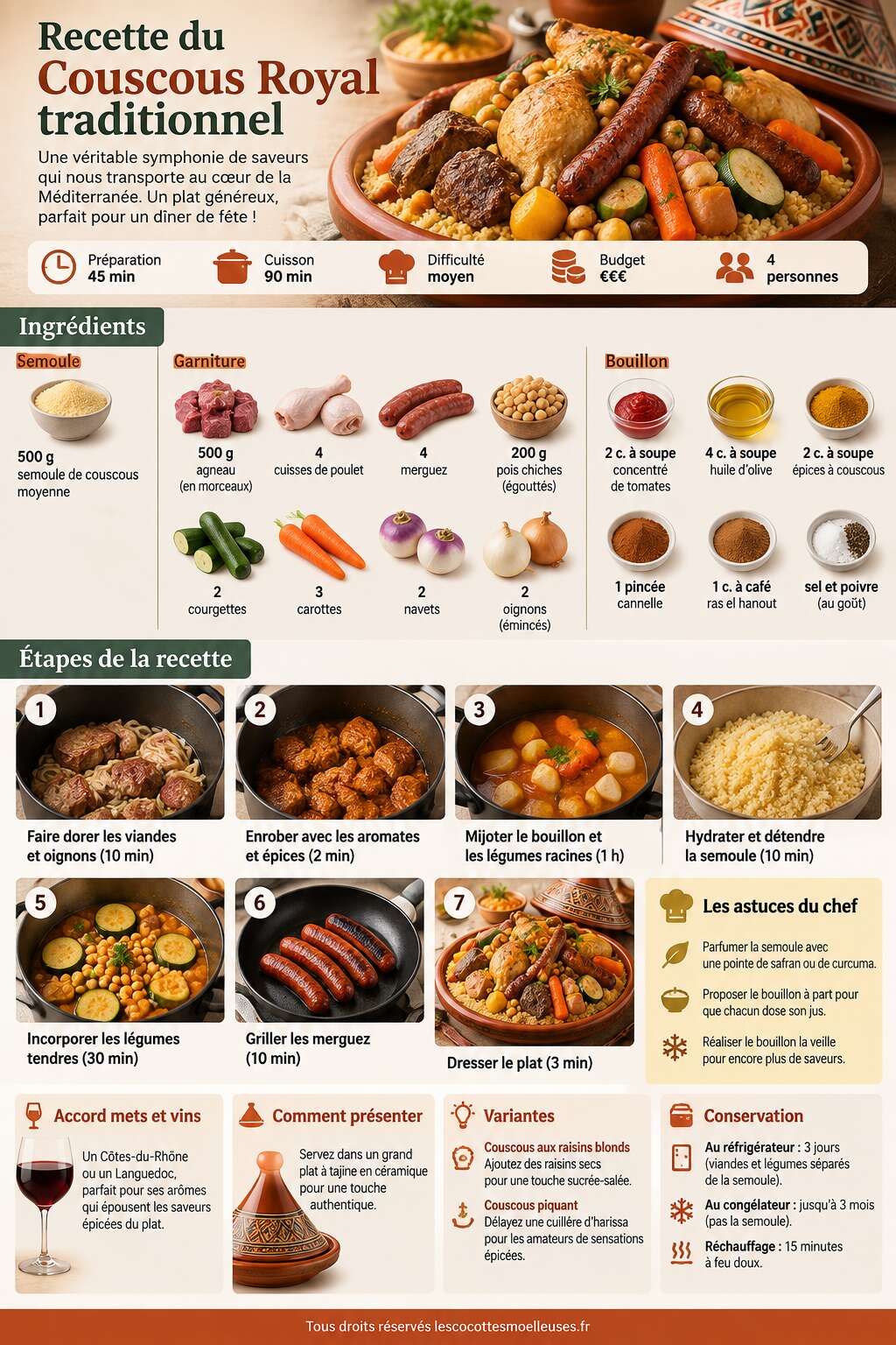 Fiche recette Recette du Couscous Royal traditionnel Fiche recette Recette du Couscous Royal traditionnel